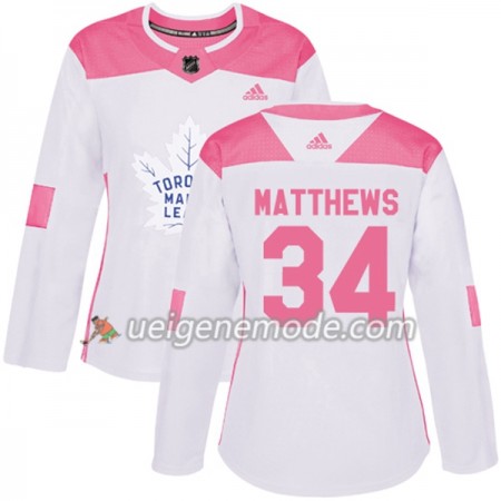 Dame Eishockey Toronto Maple Leafs Trikot Auston Matthews 34 Adidas 2017-2018 Weiß Pink Fashion Authentic